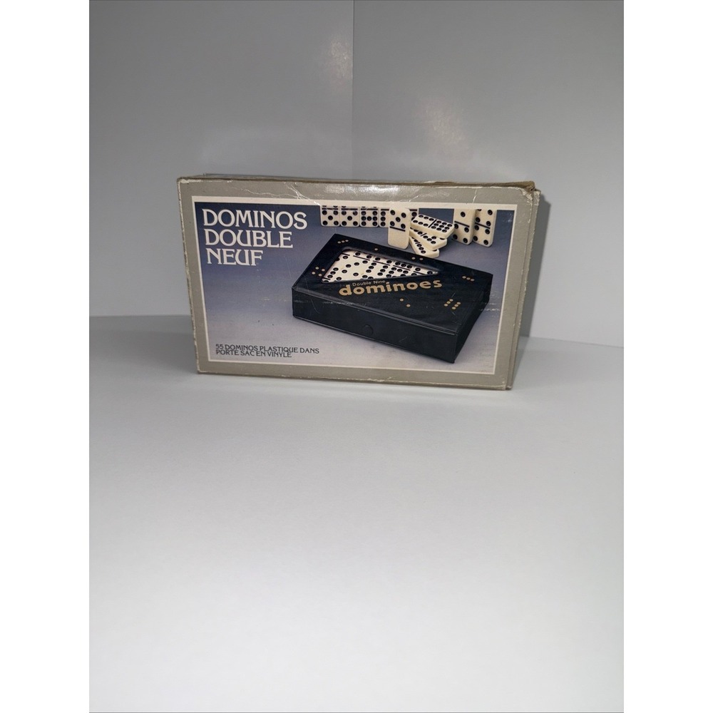Vintage 1988 Action Industries Double Nine Dominoes 55 Plastic Pieces Case 22354
